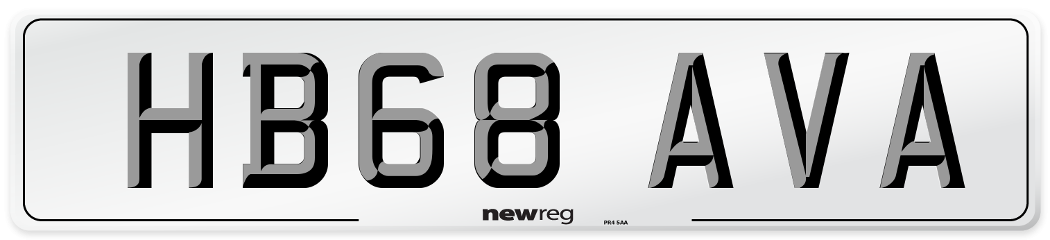HB68 AVA Number Plate from New Reg